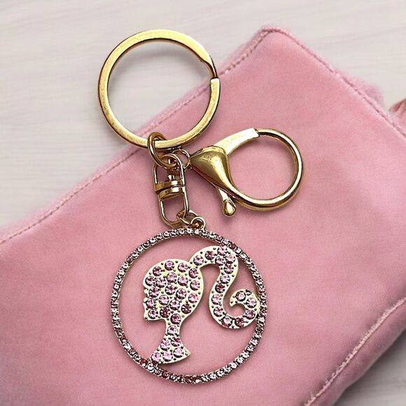 Barbie Accessories - Barbie Pink Rhinestone Gold Tone Keychain/Bag Charm NWT